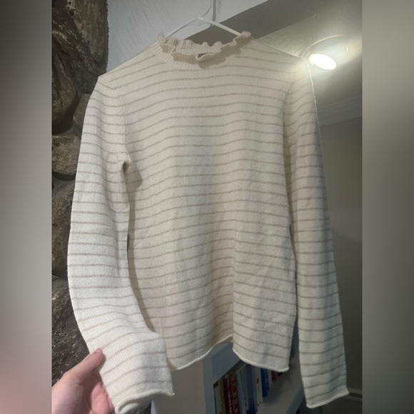 100% Cashmere Lilla P $198 Luxury  Knit - Striped Cream - Size Small - Picture 11 of 11